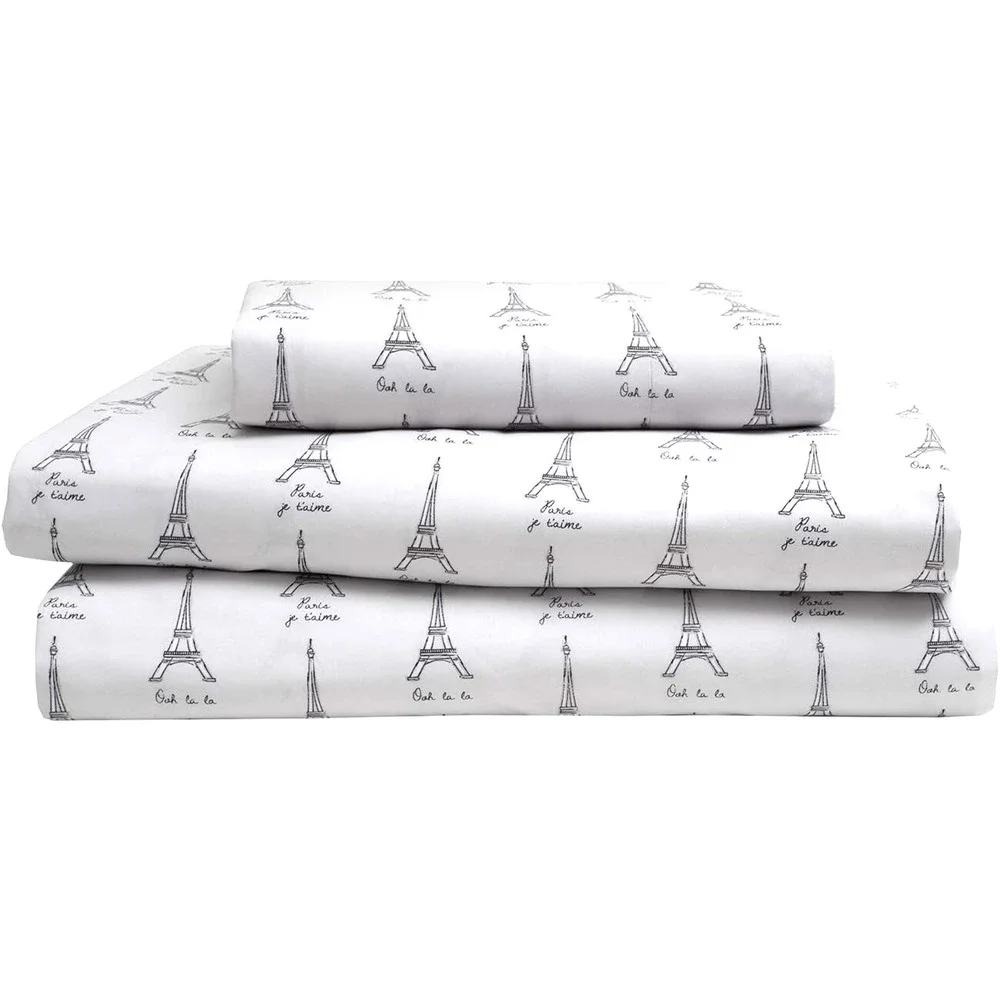 Twin XL Sheet Set Whimsical Collection‎ London Paris 3 Piece Set Dorm Bed Size